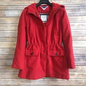 Tommy Hilfiger Red Hooded Trench Coat